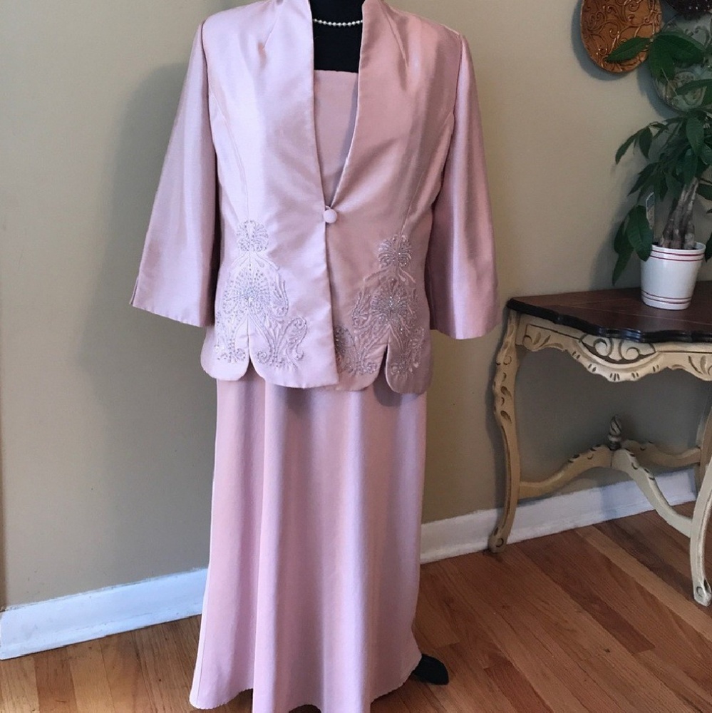 Dress with matching jeweled jacket